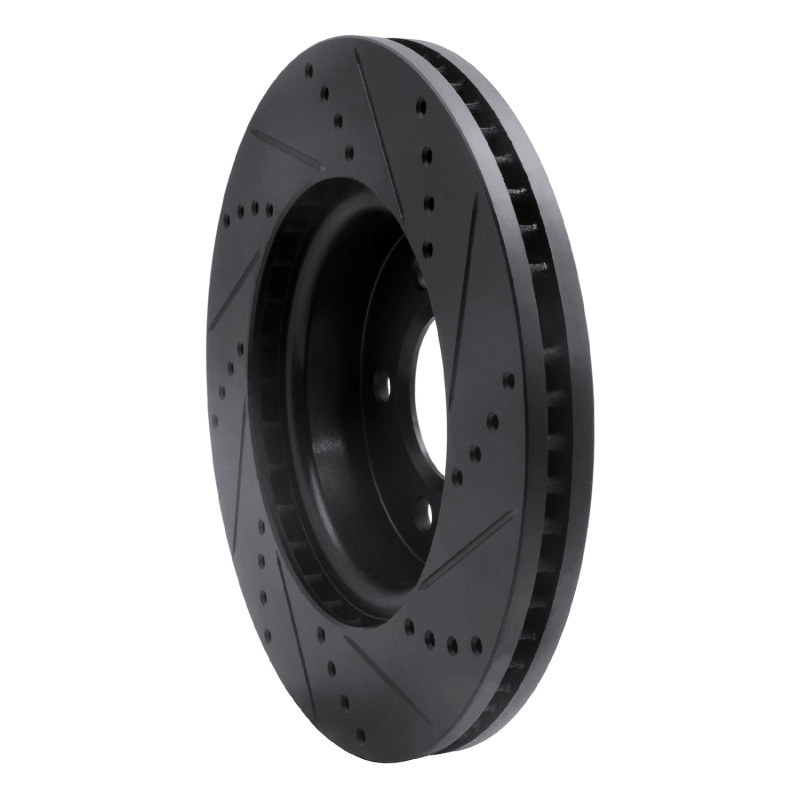 Land Rover LR3 Brake Rotor (1) - Front Left - R1 Concepts - Drilled & Slotted - Black - `05-`07